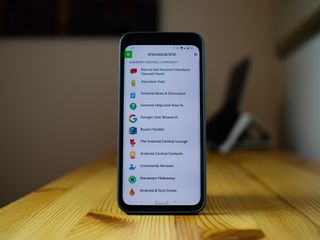 Pixel 4 showing off the Android Central forums