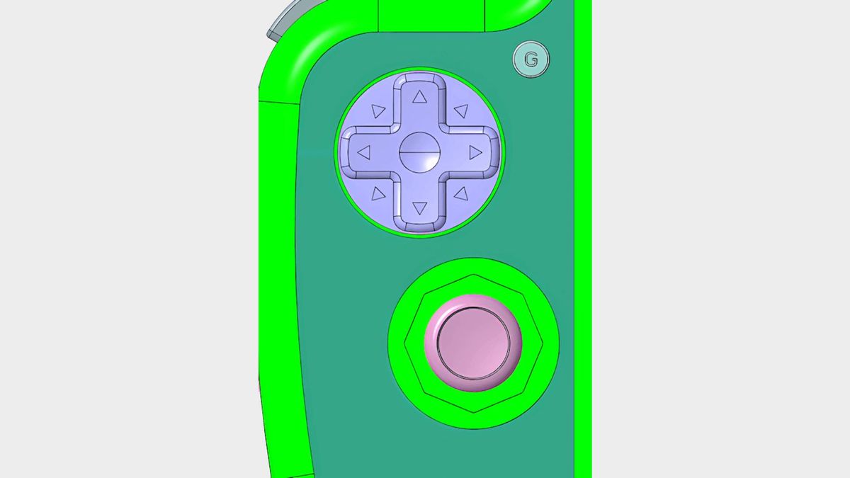 Render of MagicX Retro 45 handheld d-pad and N64-style thumbstick.