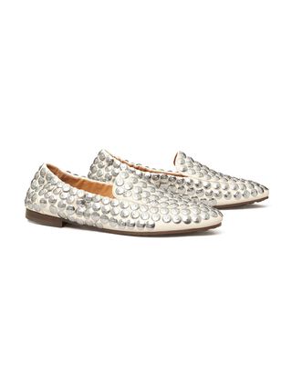 Tory Burch studded white loafers