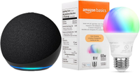 Amazon Echo Dot with Amazon Basics Smart Color Bulb