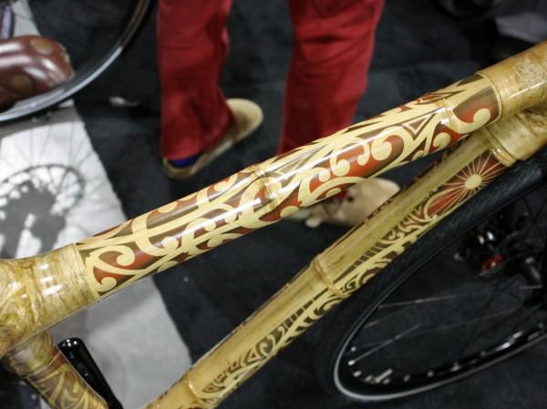 Ornate paint dresses up the natural beauty of the bamboo.