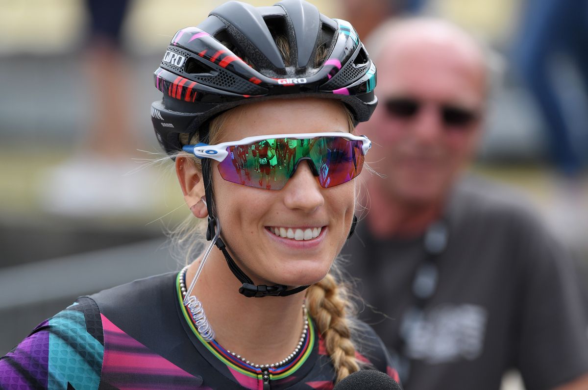 Pauline Ferrand-Pr&eacute;vot (Canyon-SRAM) was all smiles pre-race