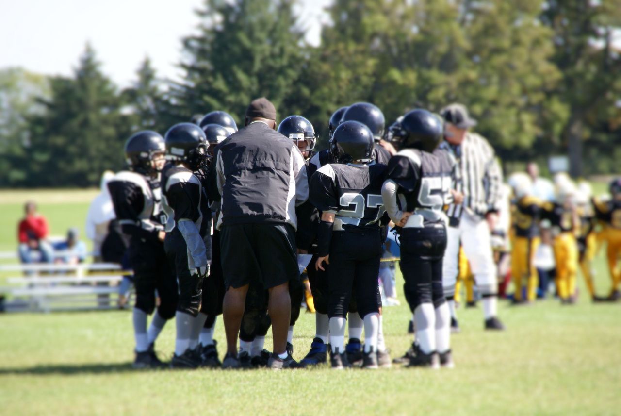 A youth football team.