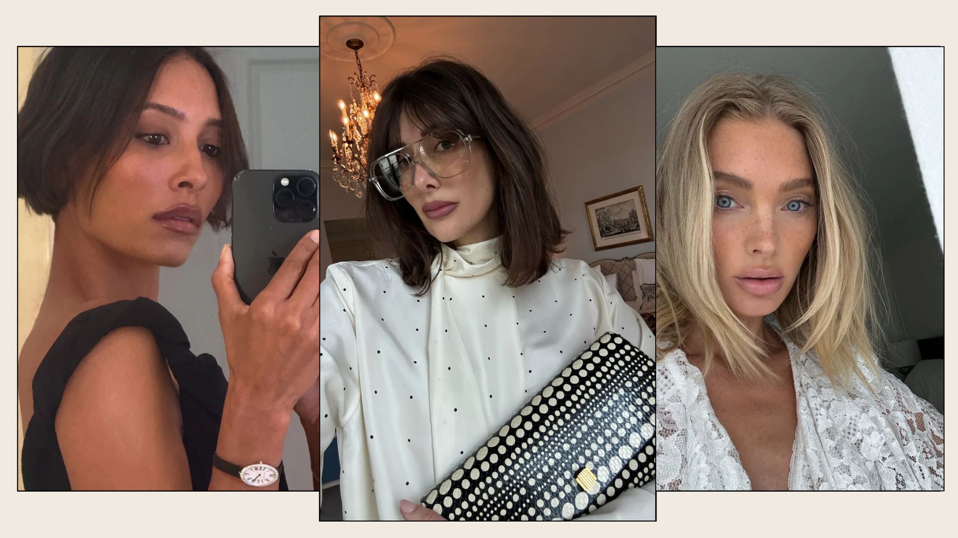 A collage of serrated bob hairstyles