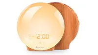 COULAX Wake Up Light Wood Grain Sunrise Alarm Clock
