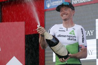 Ben King on the podium at the 2018 Vuelta a Espana