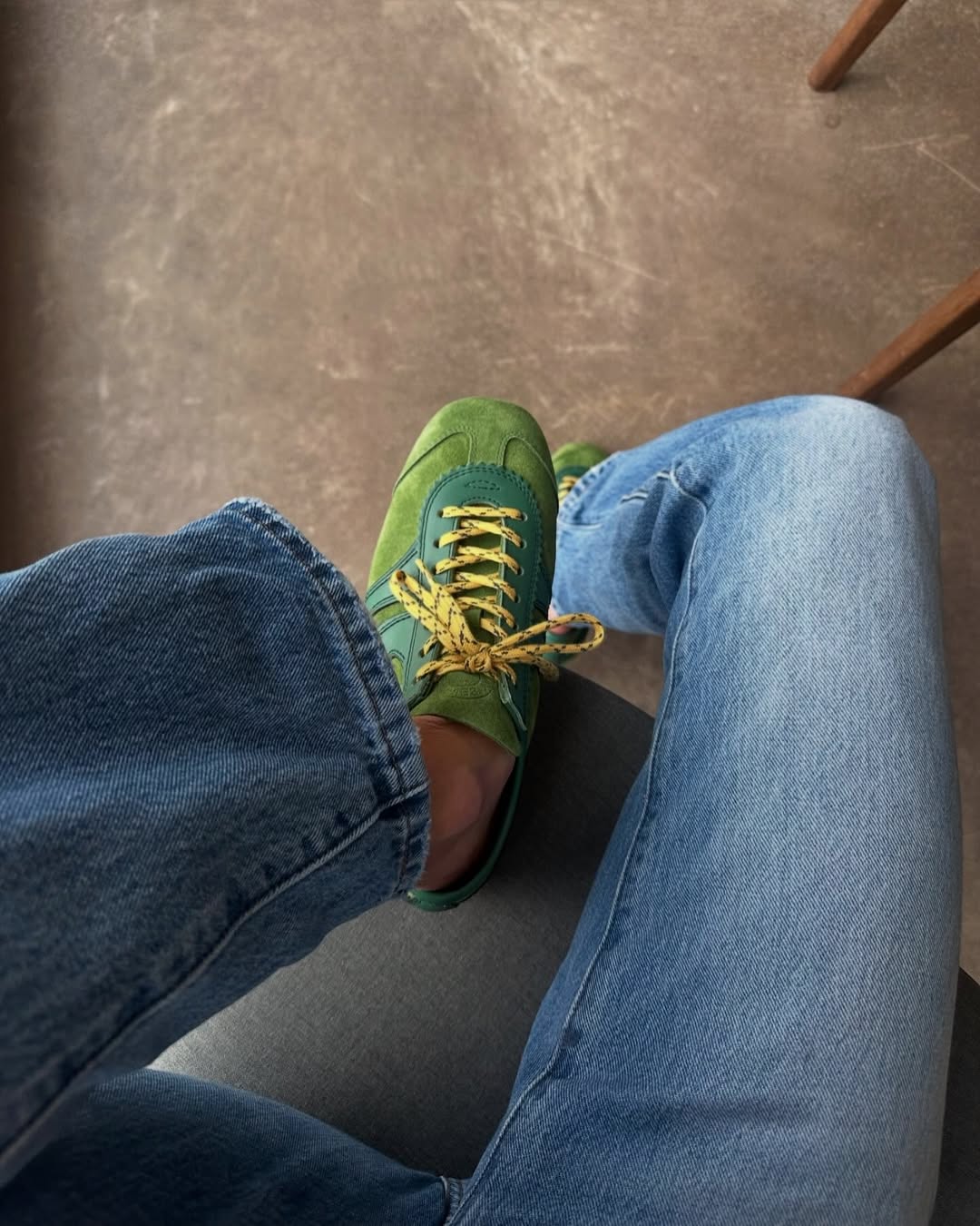 @smythsisters wearing Dries Van Noten suede sneakers