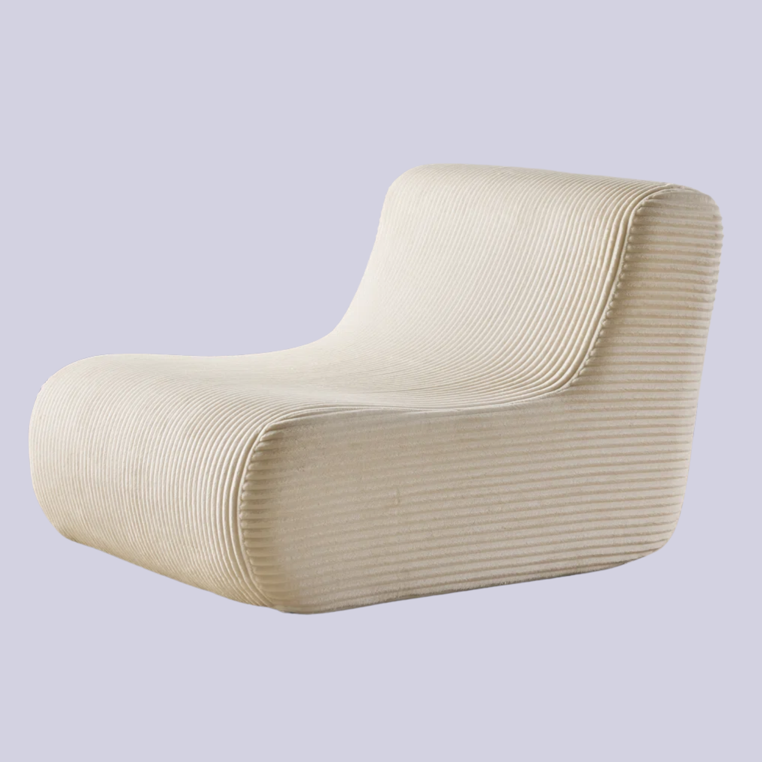 A ribbed off-white cotton blend bean bag chair