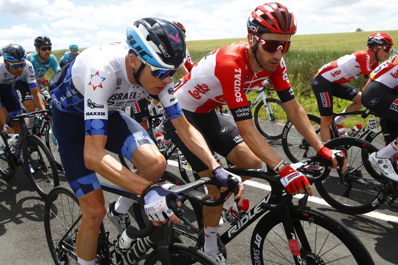 Criterium du Dauphine 2022 - 74th Edition - 3rd stage Saint Paulien - Chastreix Sancy 169 km - 07/06/2022 - Chris Froome (GBR - Israel - Premier Tech) - Carlos Barbero (ESP - Lotto Soudal) - photo Luca Bettini/SprintCyclingAgency&Acirc;&copy;2022