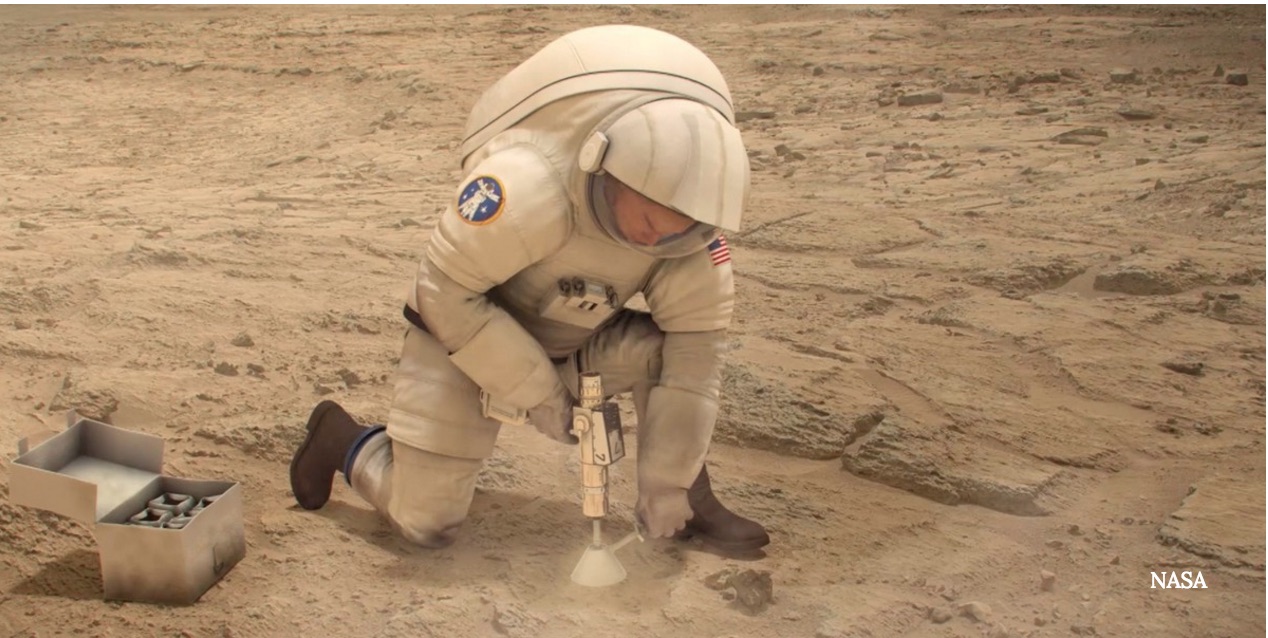 Astronaut drilling on Mars art