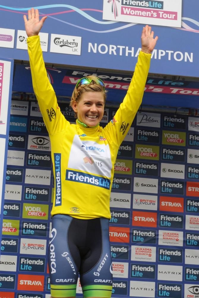 Race leader Emma Johansson on the podium
