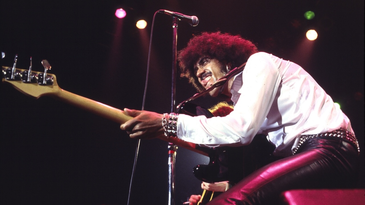 Phil Lynott performs with Thin Lizzy in 1978