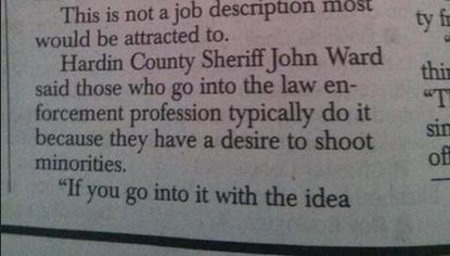 Kentucky newspaper quotes sheriff as saying police 'have a desire to shoot minorities,' retracts it