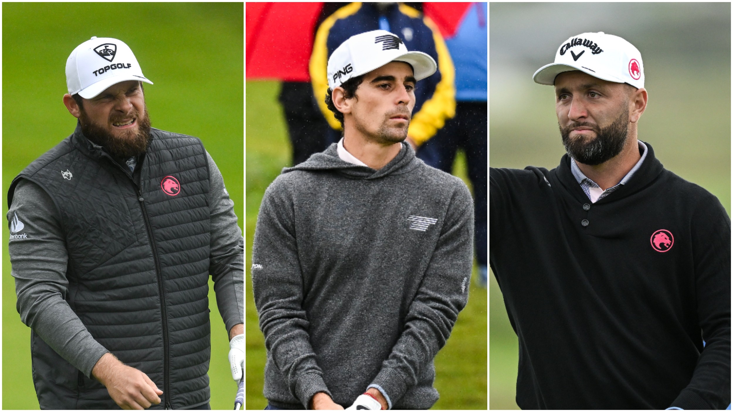 Tyrrell Hatton, Jaoquin Niemann and Jon Rahm of LIV Golf all playing in the 2026 Amgen Irish Open