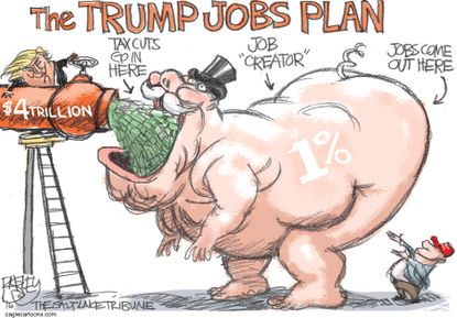 Political cartoon U.S. Donald Trump economic plan