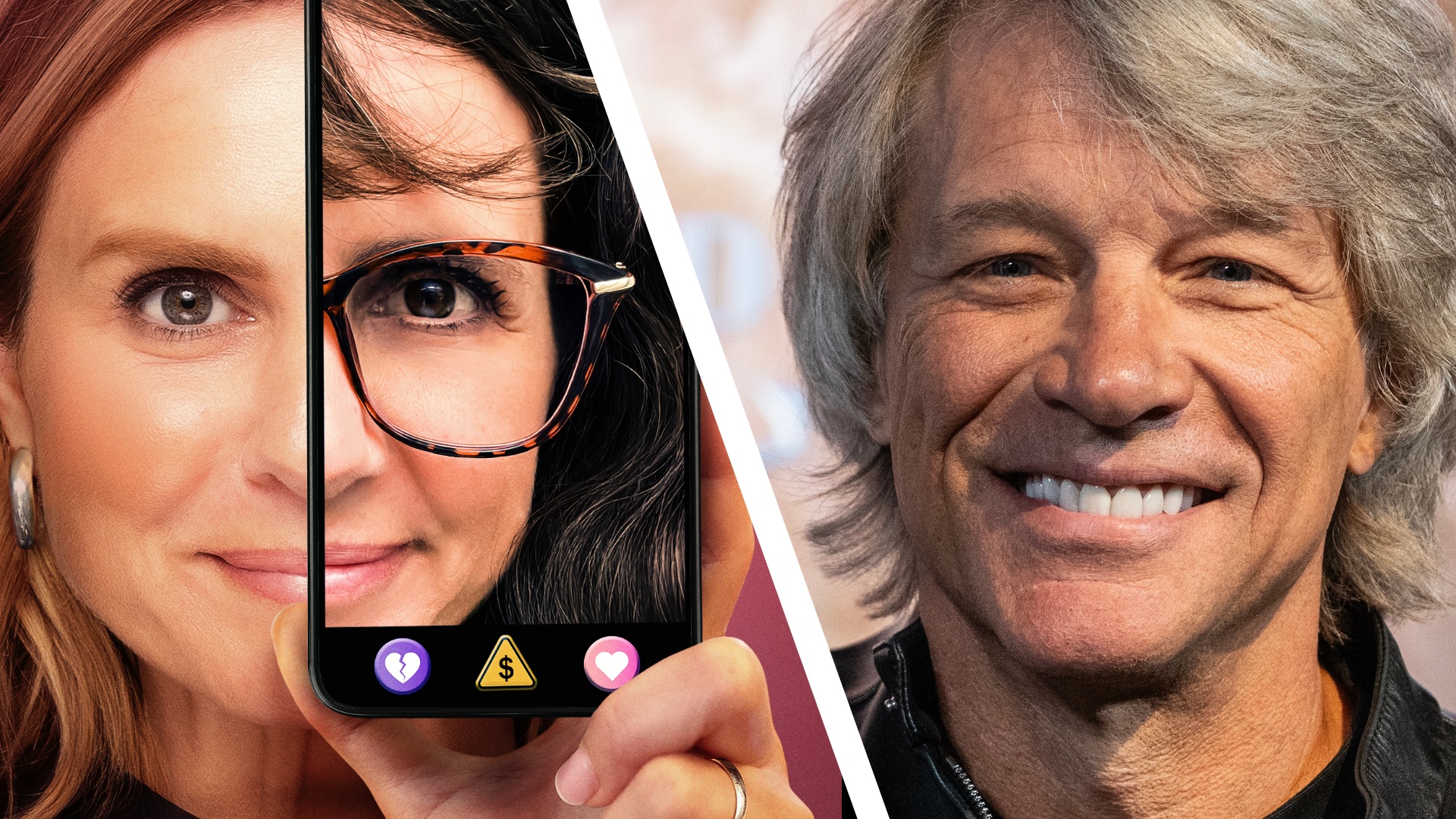Split image. Mariana van Zeller and Jon Bon Jovi