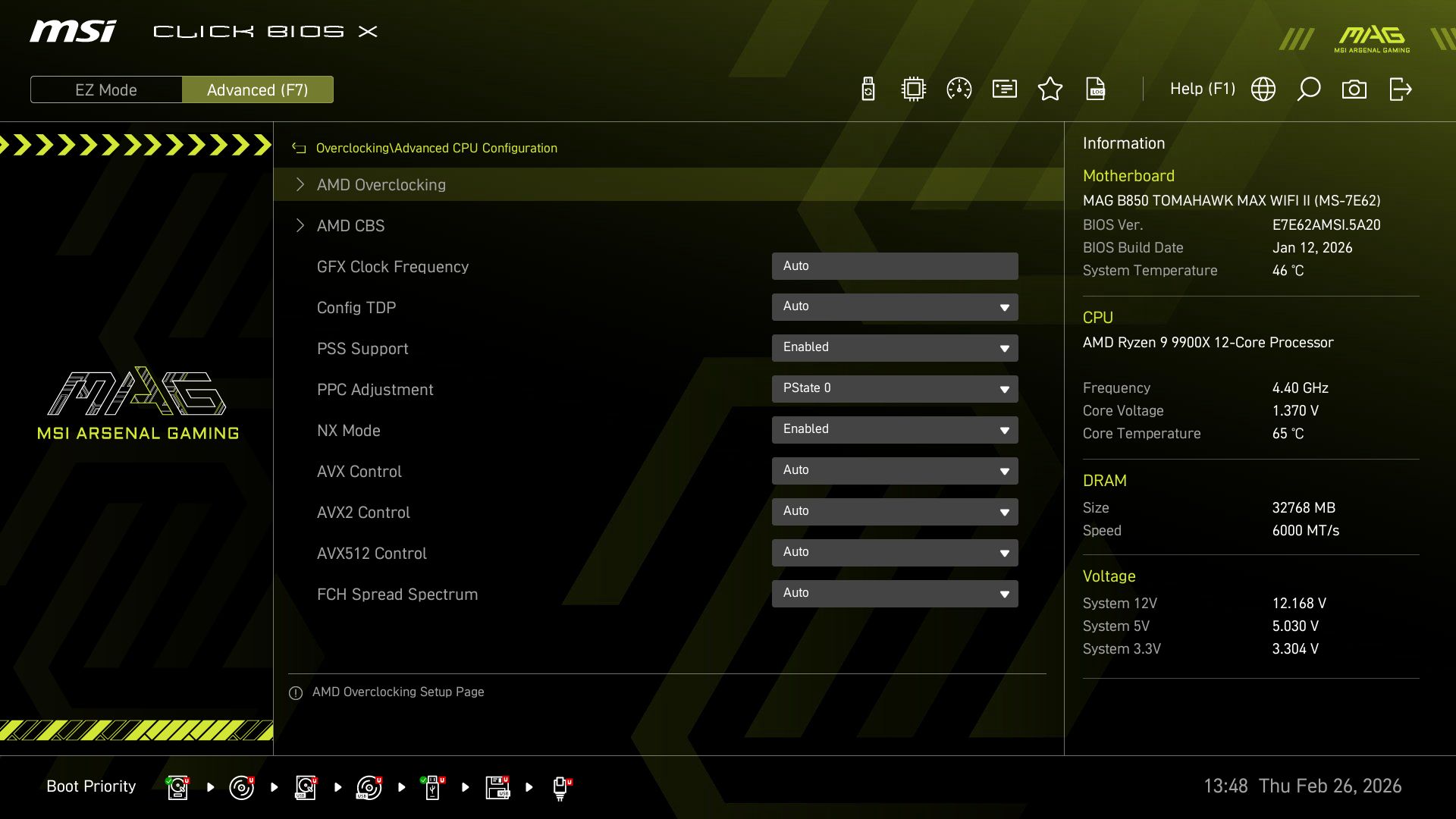 MSI MAG B850 Tomahawk Max Wifi II - BIOS