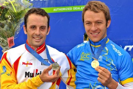 Silver medallist Jose Hermida (Spain) and gold medallist Ralf Naef (Switzerland)