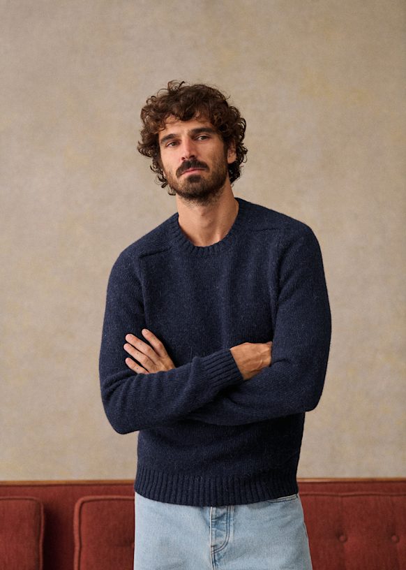 Fergus Sweater - Navy - Wool - S&amp;eacute;zane
