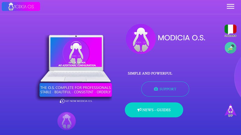 Website screenshot of Modicia OS