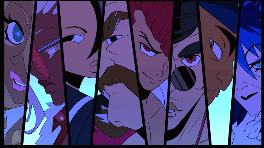 The main antagonists of Denshattack! Rendered in stylistic split-screen detail.