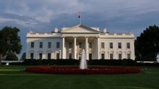 The exterior of the White House's North Portico is seen.