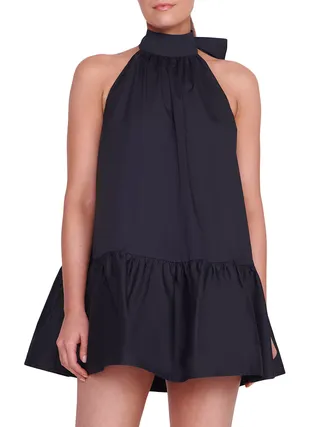 Staud Marlowe Halter Flounce Minidress