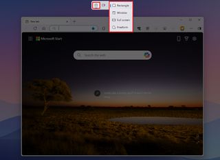Windows key + Shift + S