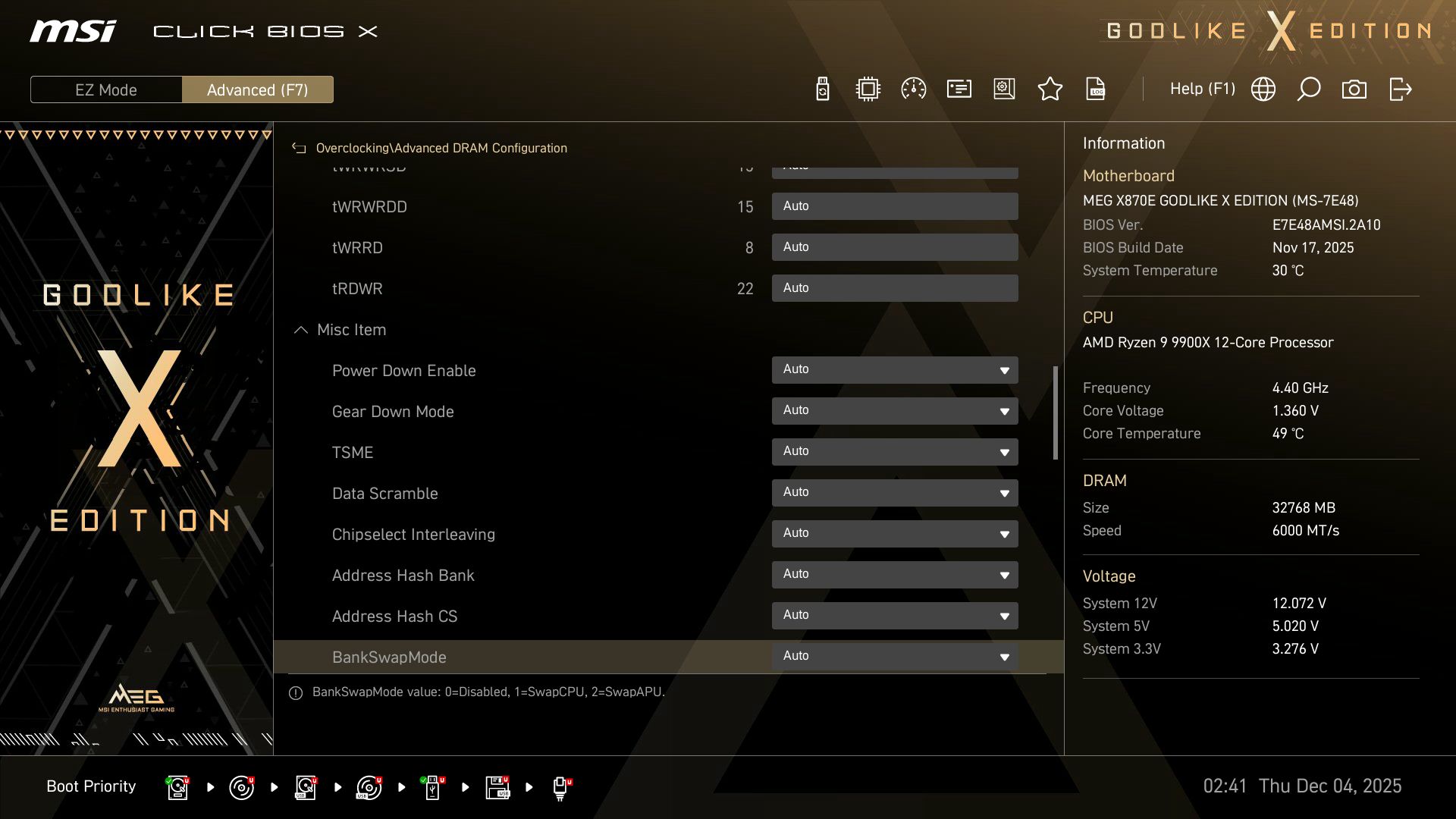 MSI X870E Godlike X - BIOS
