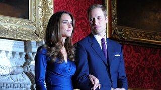 Prince William and Kate Middleton pose for photographs after the news of their engagement in 2010