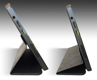 The two different angles supported by the Shield Tablet Cover