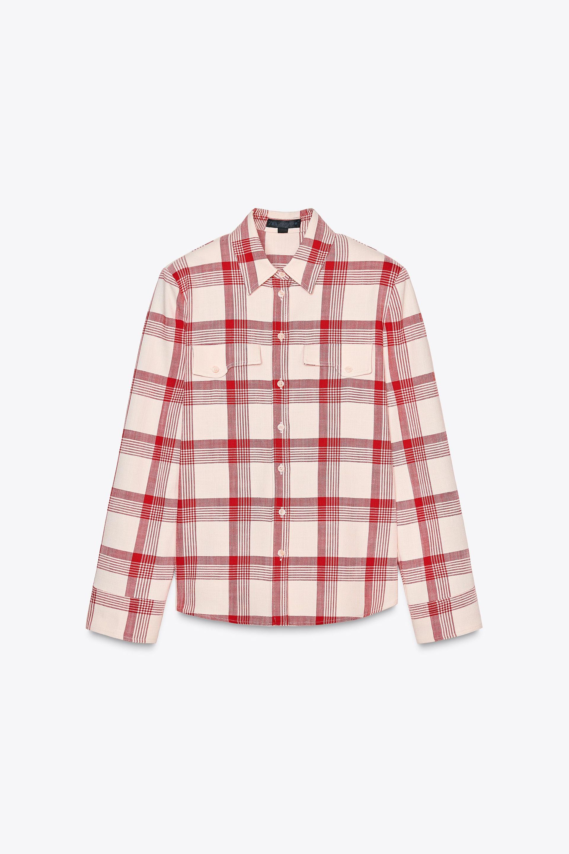 Plaid Shoulder Pad Shirt Zw Collection