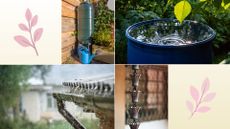 composite of rain water harvesting tools in use