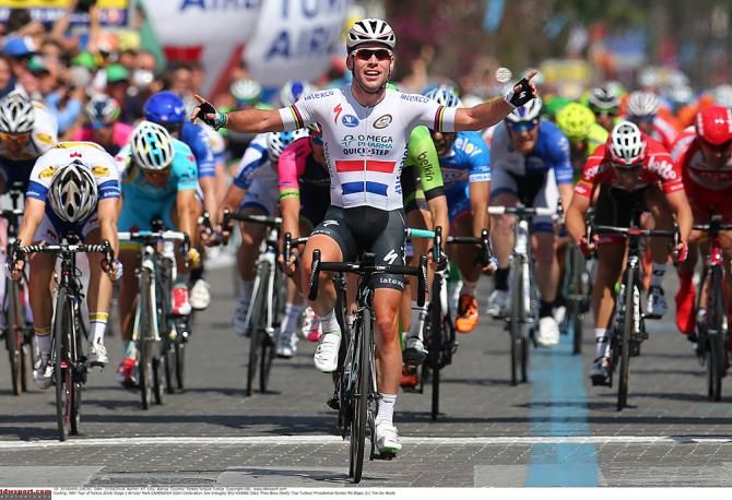 Mark Cavendish (Omega Pharma-Quickstep) wins the first stage in Turkey