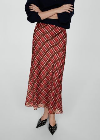 Checked Long Skirt