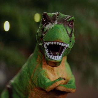 toy t-Rex steals the show rapping