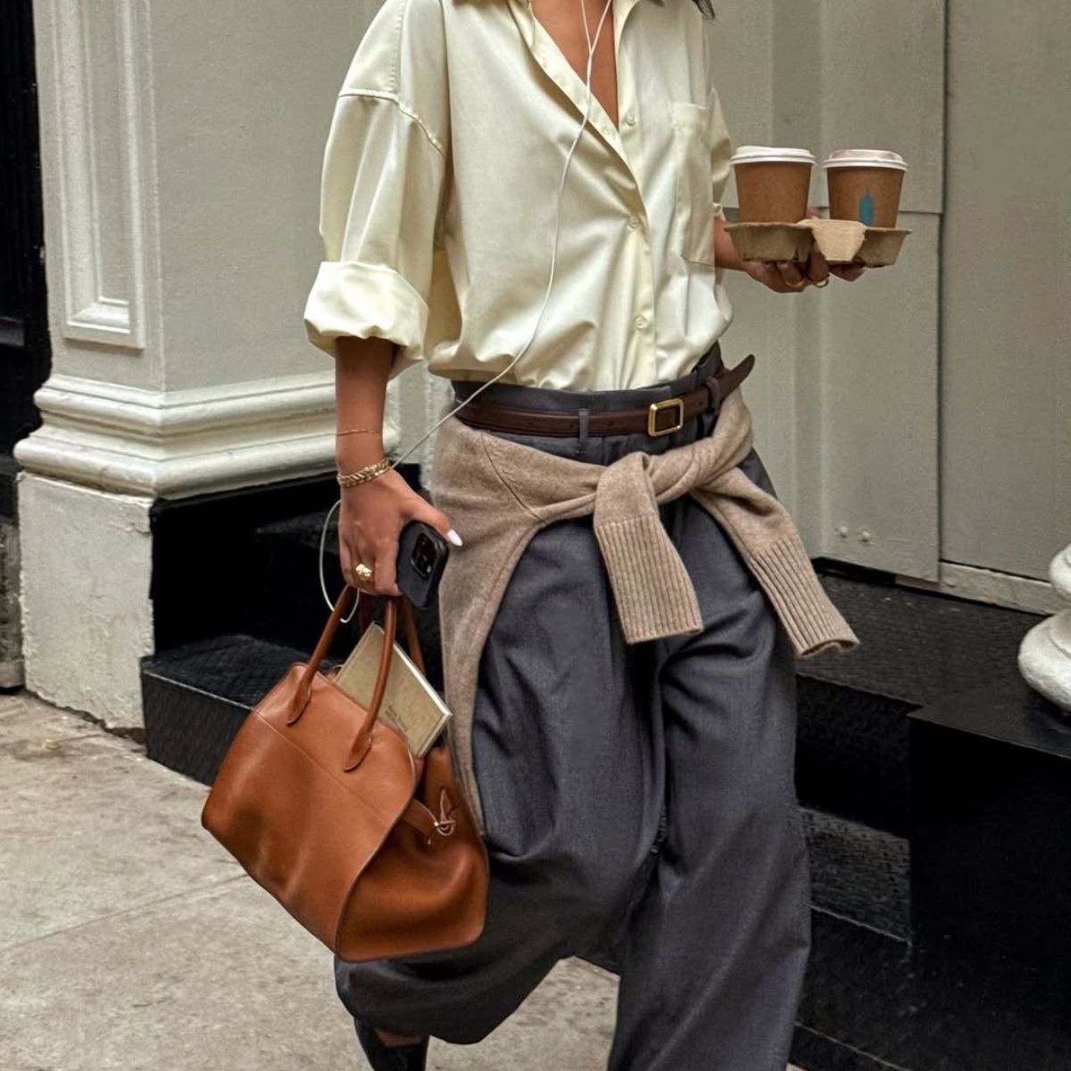 woman wearing shirt and trousers
