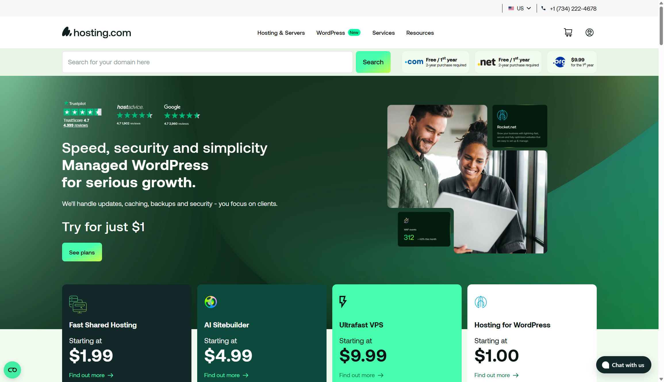 An image of hosting.com's n8n hosting landing page