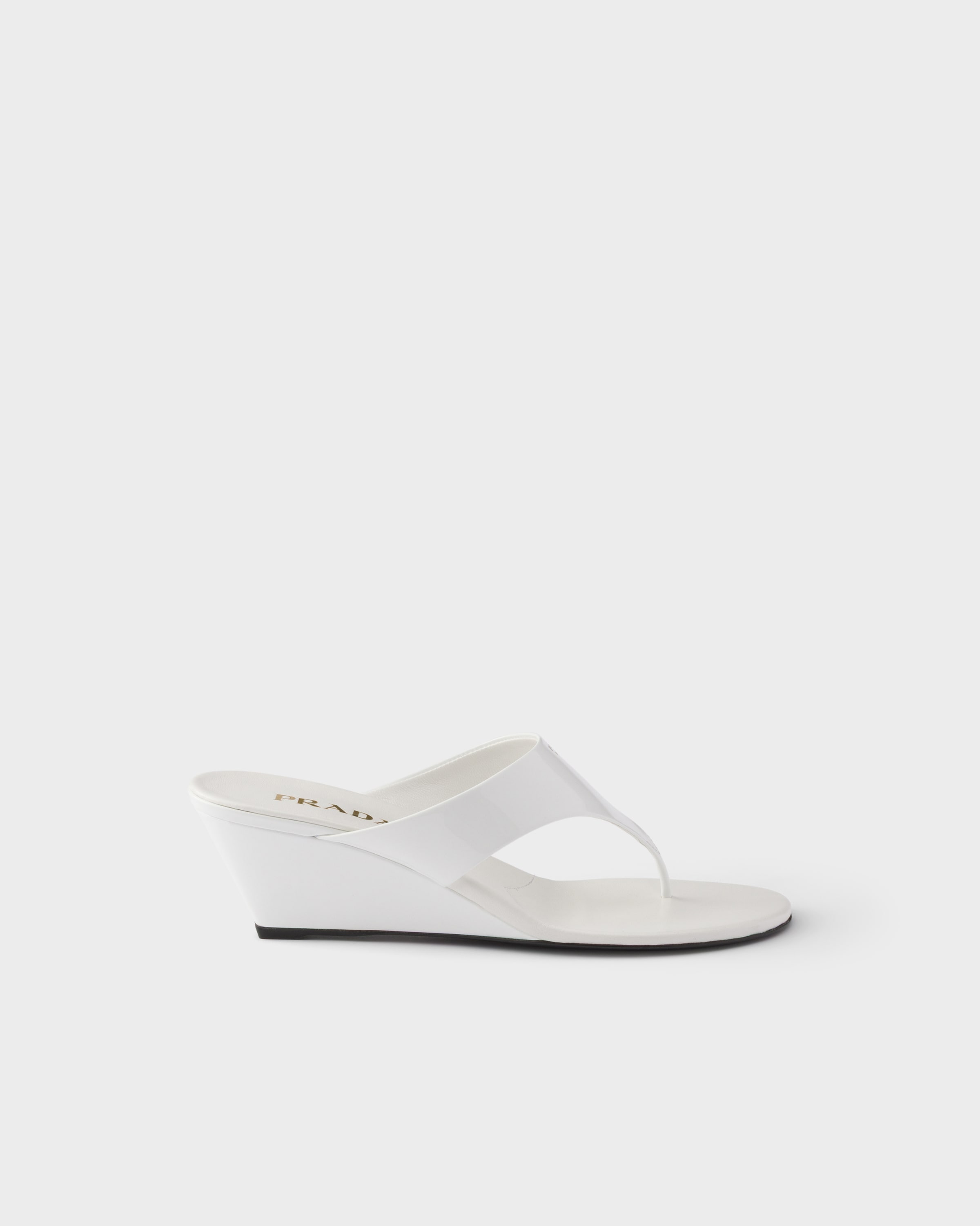 Patent Leather Thong Sandals Black