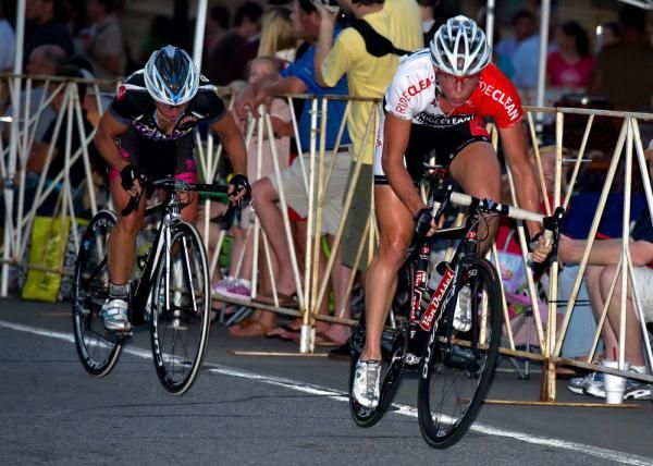 Erica Allar (right) and Laura Van Gilder at Terrapin Twilight Criterium