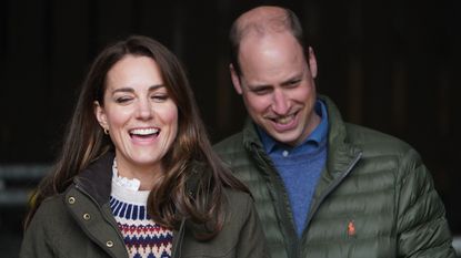 Prince William, Duke of Cambridge and Catherine, Duchess of Cambridge, during their visit to Manor Farm in Little Stainton, Durham on April 27, 2021 in Darlington, England.