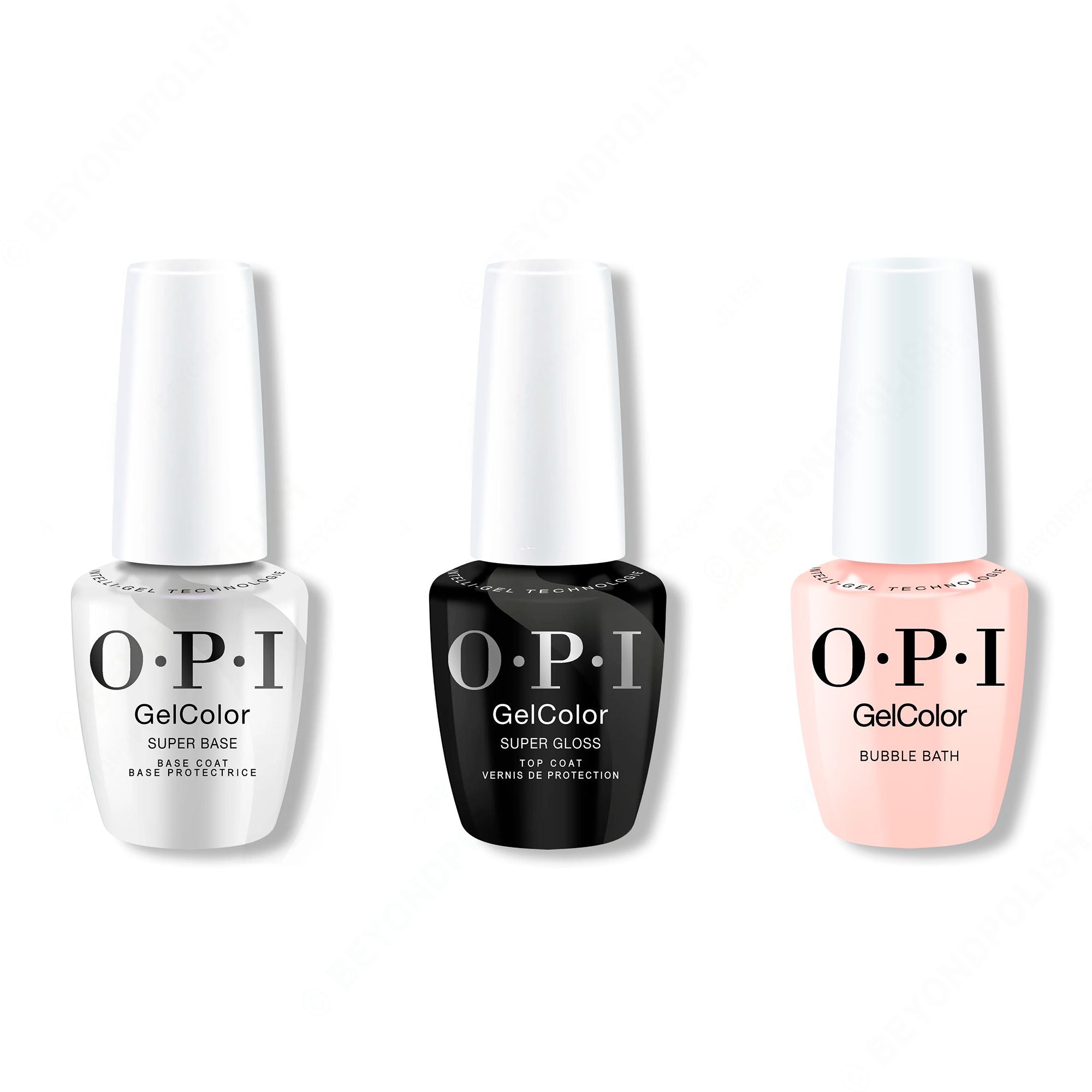Opi Gelcolor Intelli-Gel Combo - Super Base Coat, Super Gloss Top Coat &amp;amp; Bubble Bath