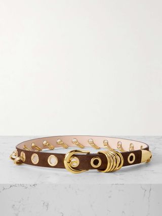 Revenge Eyelet-Embellished Suede Belt