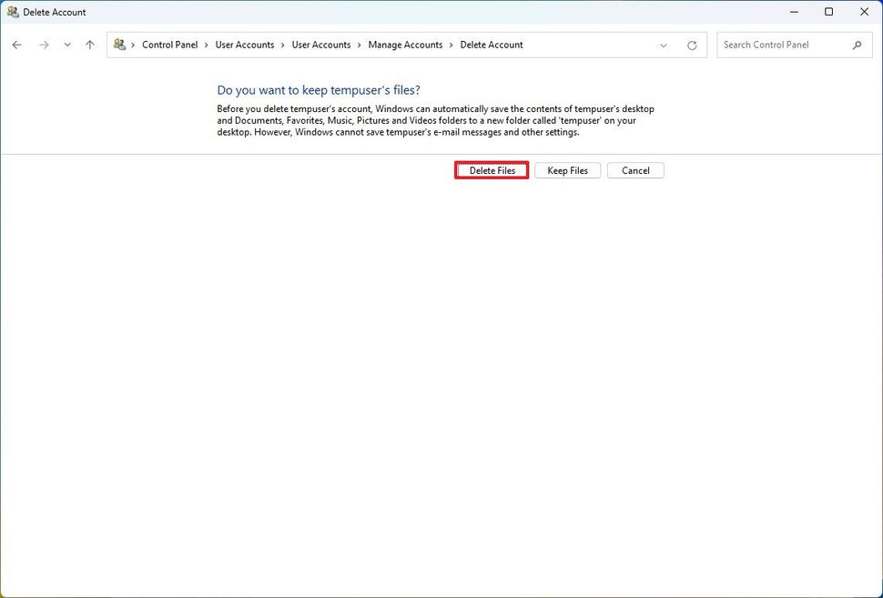 windows 11 delete data