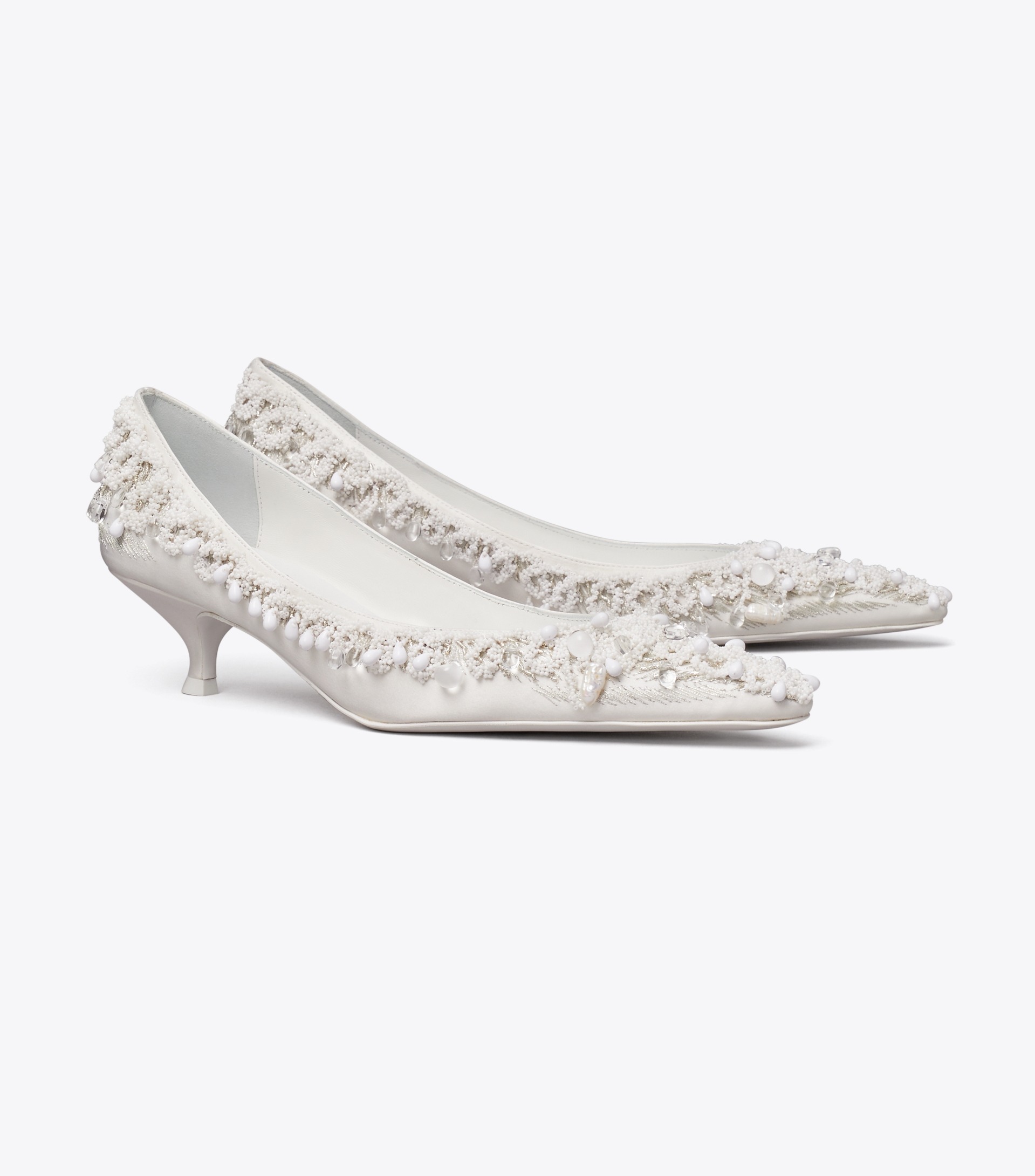 Beaded Pump in Ivory, Size 10.5