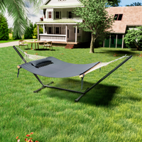 Veikous Gray Fabric Hammock with Stand