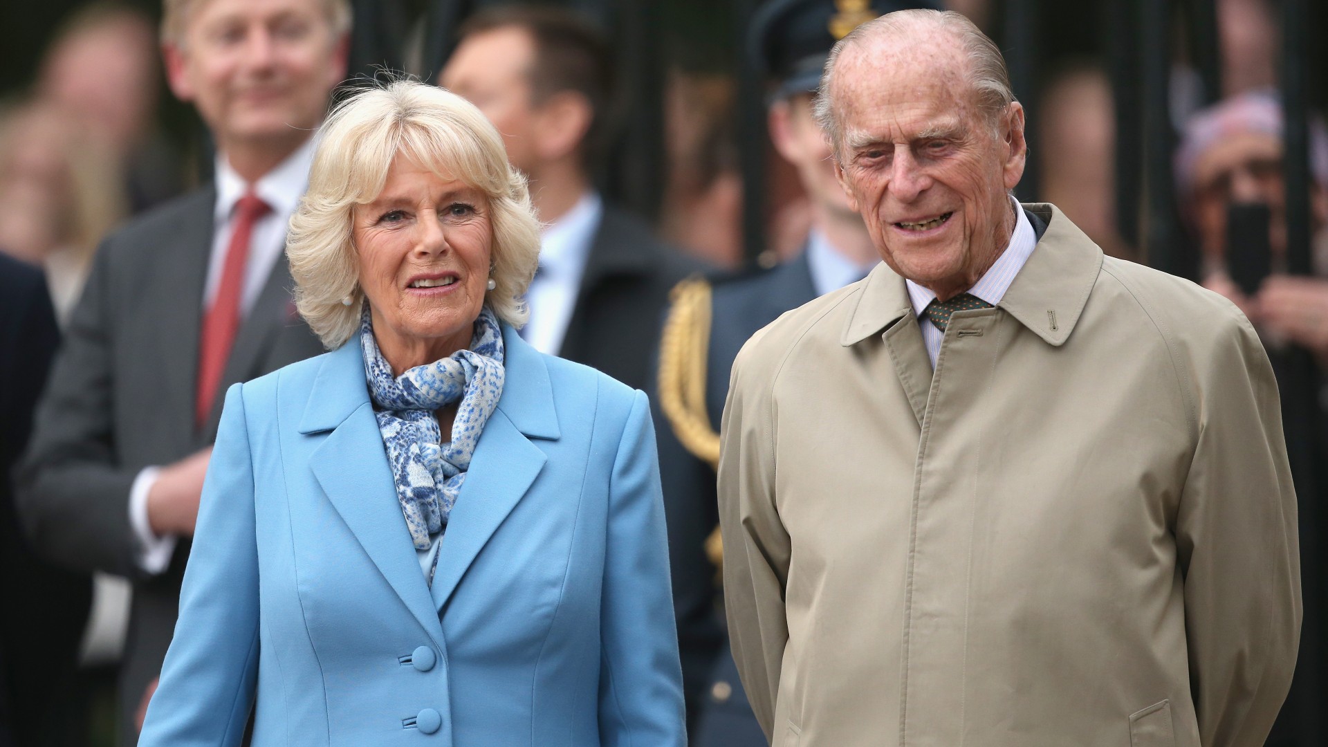 Camilla, vévodkyně z Cornwallu a princ Philip, vévoda z Edinburghu, se účastní slavnostního zapálení majáku