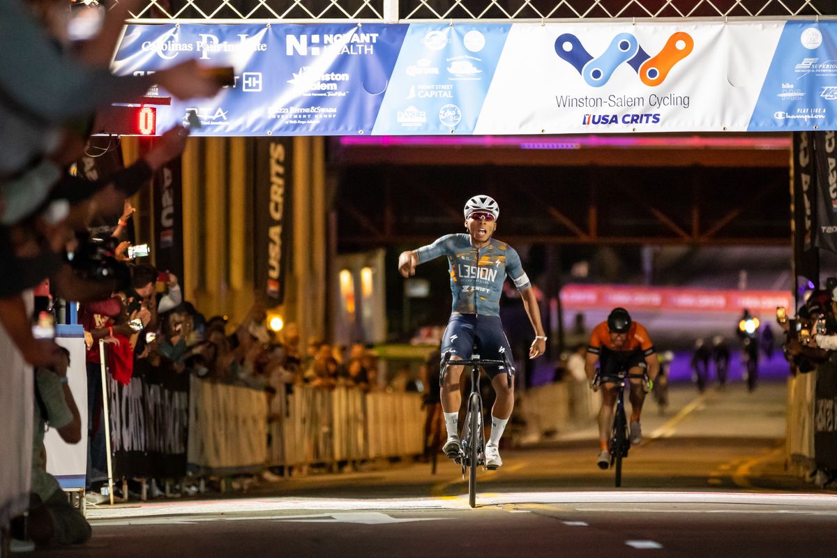 Ama Nsak (L39ION of Los Angeles) wins finals race of 2021 USA CRITS at Winston-Salem Cycling Classic