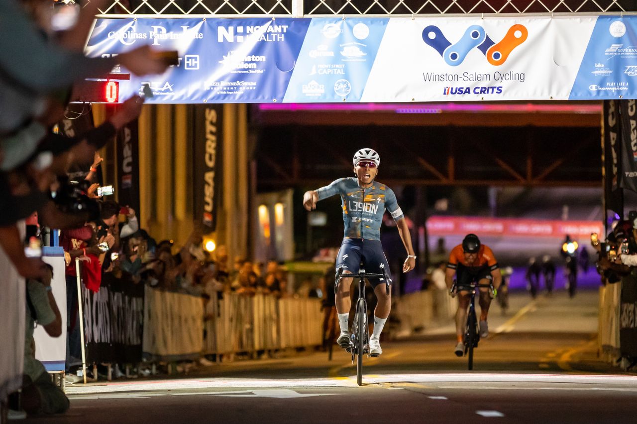 Ama Nsak (L39ION of Los Angeles) wins finals race of 2021 USA CRITS at Winston-Salem Cycling Classic