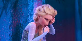 Frozen Elsa crying in her ice castle
